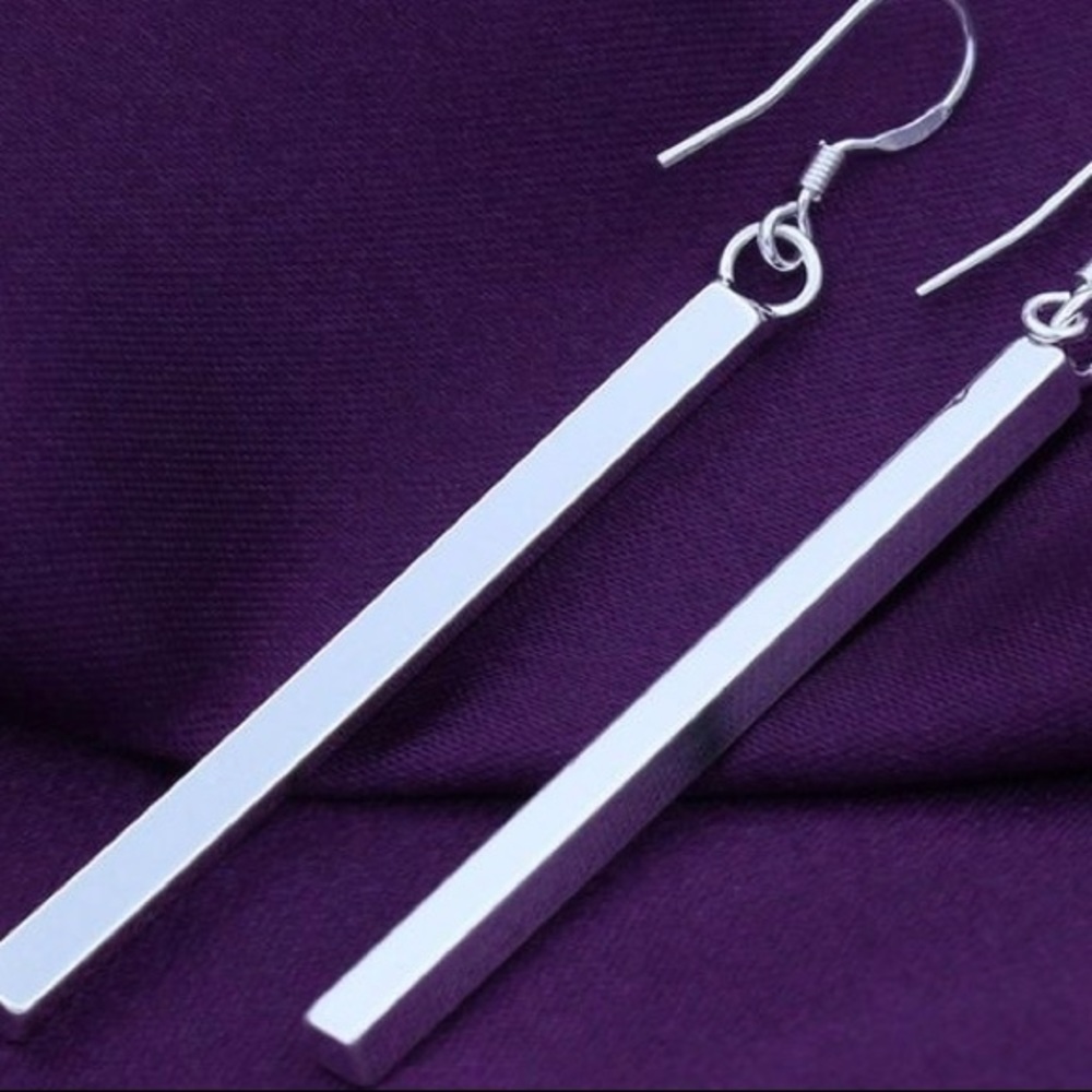 925 Stamped Sterling Silver Bar Earrings NWT
